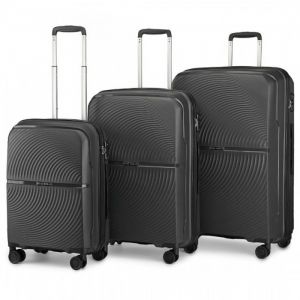 Set de 3 Valises (55/67/76cm) Valise de Voyage Trolley Rigide en Polypropylène Ultra Légere à 4 roulettes avec Serrure TSA, Noir