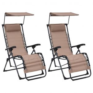 VidaXL Chaises pliables de terrasse 2 pcs Textilène Taupe