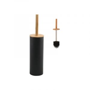 Image de Spirella Brosse WC avec Support Acier & Bambou Adonis Gris Noir Mat - Poils résistants en Silicone