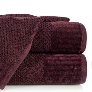 Eurofirany Lot de 6 Serviettes de Toilette en Coton Doux uni avec Bordure en Tissu éponge certifié Öko-Tex, Bordeaux, 50X90 cm