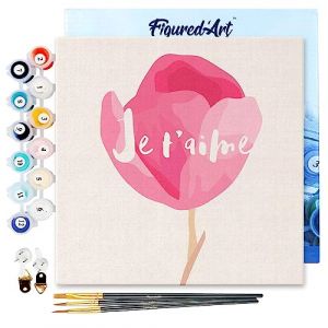 Mini peinture au numéro : Je T'aime - toile tendue sur chassis