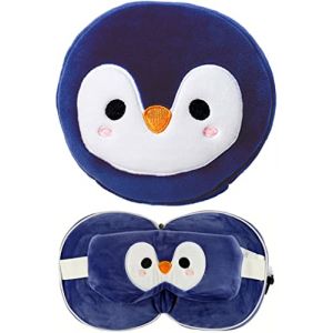 Puckator Resteazzz Peluche Cutiemals Pingouin Rond Voyage Oreiller & Masque Yeux