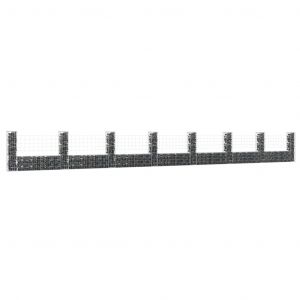 VidaXL Panier de gabion en forme de U avec 8 poteaux Fer 860x20x100 cm