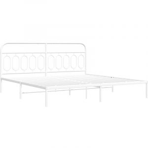 VidaXL Cadre de lit métal avec tête de lit blanc 200x200 cm