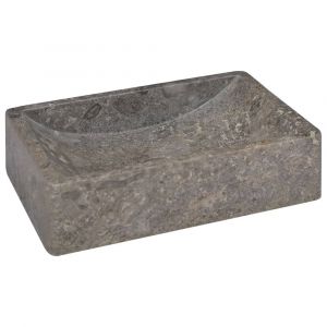 Lavabo de salle d'eau vasque à poser de toilette lave-mains de salle de bain lavabo de salle d'eau maison intérieur 45 x 30 cm marbre gris 02_0002800