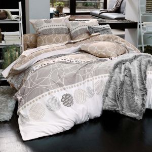 Drap plat, rayures de motifs EXPRESSO POLYCOTON 180x290 beige