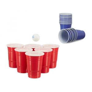 Image de Relaxdays Gobelets en plastique pour bi&egrave;res, set de 100, volume de 473 ml / 16 oz, id&eacute;aux pour les f&ecirc;tes, rouge/bleu