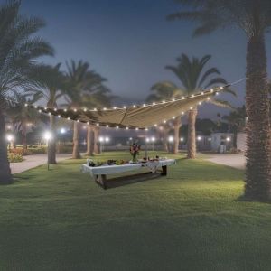 Voile d'ombrage lumineux solaire triangulaire - LED et intensit&eacute; r&eacute;glable 3.6 x 3.6 x 3.6 Taupe