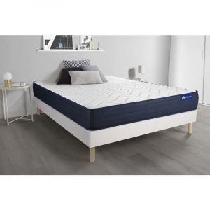 Ensemble matelas ACTILATEX LIFE 140x190 Latex et Mémoire de forme 5zones de confort + sommier KIT blanc