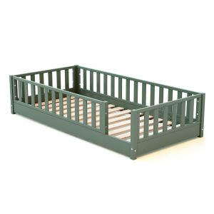 Jurababy Lit au sol enfant en bois - 90x190