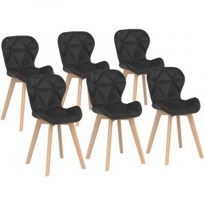 Idmarket Lot de 6 chaises robine en pu noires pour salle à manger