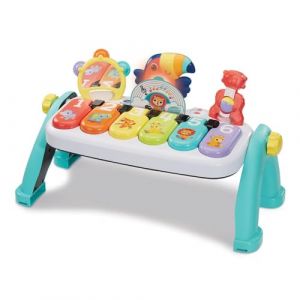 Vtech Mon Super Piano des Découvertes - Jouet Musical 3 en 1 - Clavier Piano Bébé Inclinable avec 3 Partitions de Musique et 2 Hochets Instruments - Cadeau Bébé Dès 9 Mois - Contenu en Français