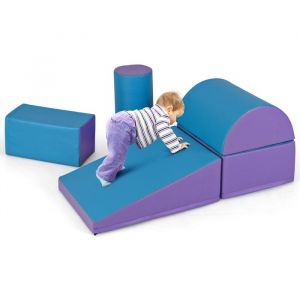 Costway - 5PCS Parcours Motricité Bébé en Mousse epe avec Housse en pu, Module Motricité Bébé avec Fermeture Clair, Jouets Éducatifs Colorée pour