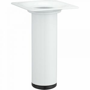 Hettich Pied de meuble cylindrique fixe acier &eacute;poxy blanc, 10 cm