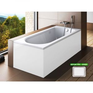 Baignoire rectangulaire 150 x75 cm - avec Tablier Blanc et Repose Tête OFFERT INTRICA
