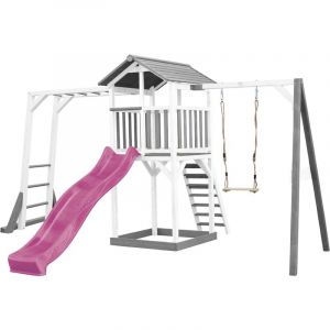 Image de Axi Beach Tower Aire de Jeux avec Toboggan en Violet, Cadre d'escalade, Balançoire & Bac à Sable - Grande Maison Enfant extérieur en