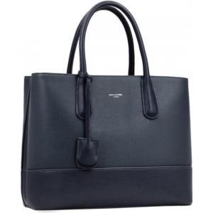 David Jones Grand Sac à Main Femme Elegant - Sac PU Style Cuir Véritable - Cabas Fourre-Tout à 2 Compartiments Poches Multiples - Ville Travail Porté Epaule Bandoulière - Mode Chic - Bleu Marine