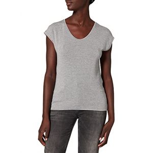 Pieces T-shirt Manche Courte Billo Lurex Stripes L Light Grey Melange / Detail Lurex Grey