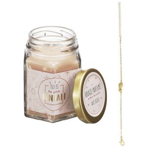 Bougie parf &eacute;e en bocal avec bijou surprise R&ecirc;ve poudr&eacute;