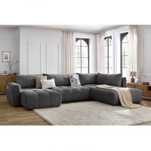 Bobochic Canapé panoramique convertible Canapé panoramique convertible coffre arsene Angle gauche Gris foncé - Gris foncé