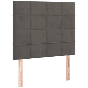 VidaXL Tête de Lit à LED Meuble de Chambre à Coucher Accessoire de Lit Simple Tête de Cadre de Lit Intérieur Gris Foncé 80x5x118/128 cm Velours