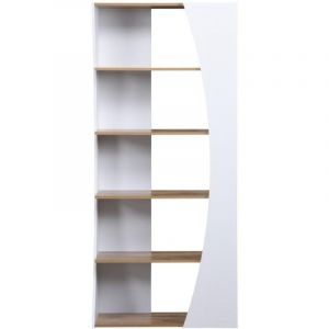 Vente-unique - Bibliothèque avec 5 étagères - Blanc et Naturel - jilora