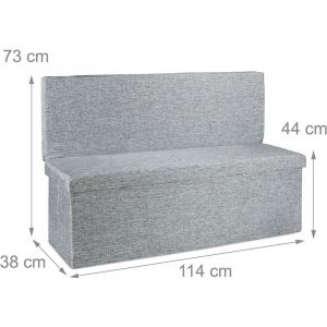 Tabouret pouf banquette de rangement pliant en lin 114 cm gris 13_0002783_2