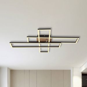 Globo Plafonnier led lampe de salon plafonnier mobile aspect bois L80 cm