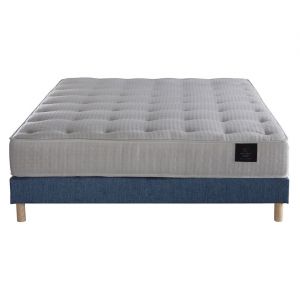 Ensemble Comète Matelas ressorts ensachés + Sommier bleu marine - 140x190 cm