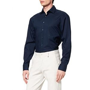 Seidensticker Regular Chemise-Business, Bleu Foncé, 45 Homme
