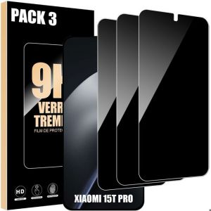 3x Verre Tremp&eacute; Anti-Espion pour Xiaomi 15T Pro - Installation Facile Antichoc R&eacute;sistant 9H - E.F.Connection