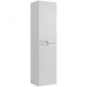 Furnidea - Meuble colonne de salle de bain suspendu MODERN blanc 36 x 136 cm - 2 portes, fa&ccedil;ade lisse