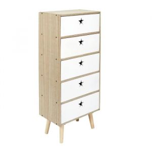 Home Deco Factory - Chiffonnier Like A Star blanc - 40x24x91 cm