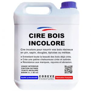 Cire Bois Incolore - Codeve Bois - 20 - Intérieur - Pour L'entretien De Votre Bois Résineux En Pin, Sapin, épicéas Ou Mélèze.