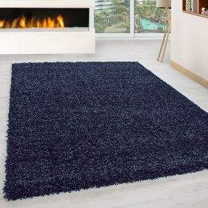 Image de Life SHAGGY - Tapis Uni à poils longs - Bleu Foncé 060 x 110 cm