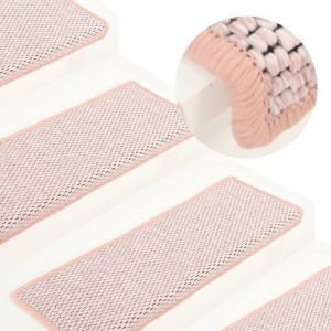 VidaXL Tapis d'escalier autocollants 15 pcs 65x25 cm Rouge - Rouge
