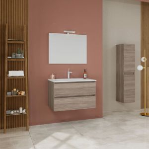 Kiamami Valentina Meuble de salle de bain mural avec tiroirs en chêne naturel 80 cm Berlin