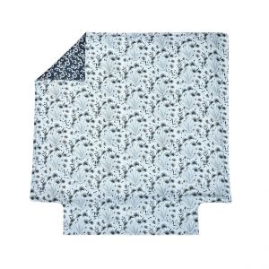 Blanc des vosges Housse de couette satin FLOREA Bleu c&eacute;leste