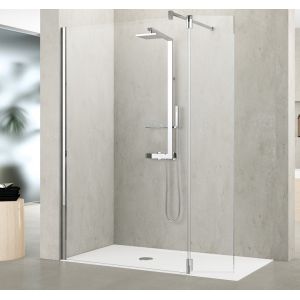 Image de Novellini Volet pivotant 37 x 200 cm vitrage transparent profilé chrome KUADRA HFA