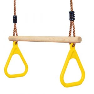 Leogreen Trapèze en Bois, Balancoire exterieur pour Enfant, Jeux Jardin Extérieur Intérieur, Jaune