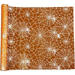 Creotime Chemin de table Halloween - Orange - 29 cm x 3,5 m