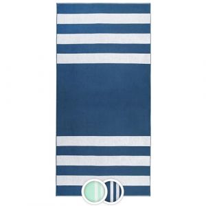 Julius Zöllner 00000540-430 - Drap de Plage 100x200 cm Serviette de Plage raye Coton Bleu