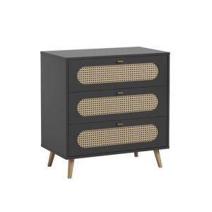 Image de Calicosy Commode 3 Tiroirs Façade avec Cannage en Rotin L85cm - Canne