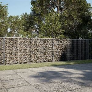 VidaXL Panier gabion avec couvercle 400x100x100 cm fer galvanis&eacute;, mur en gabion, mur de sout&egrave;nement en gabion, cl&ocirc;ture en gabion, gabion, cage gabion