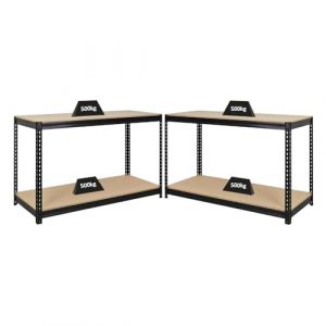 Mega Deal 2x etabli strong beast HxLxP 90x150x60cm Charge du compartiment 500kg Noir - Schwarz