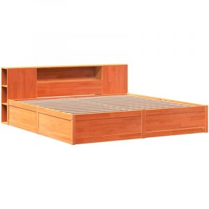 VidaXL Cadre de lit sans matelas cire marron 180x200cm bois pin massif, lit, cadre de lit en bois massif, meuble de chambre &agrave; coucher