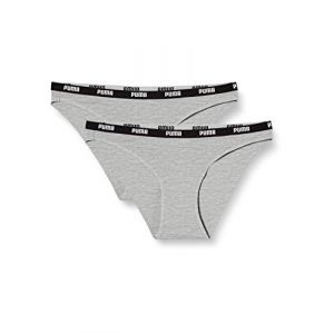 Image de Puma Iconic Women's Bikini Underwear (2 Pack) sous-vêtements Style, Gris/Gris, S Femme