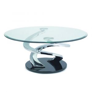 Inside75 Table basse TORNADE design en verre et piètement chromé