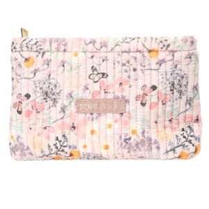 Depesche 13309 TOPModel Summer Feeling - Trousse de Maquillage Rose, avec Motif de Fleurs et de Papillons, surpiqûres