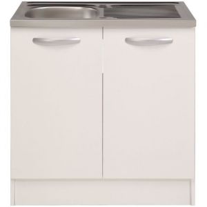 Parisot Spring - Meuble bas de cuisine sous évier - 2 portes - L80 x P57,6 x H84,2 cm - Blanc